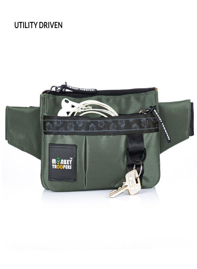 MONKEY TROOPERS Pockit Waist Bag, Crossbody, Chest Bag for Men Women Girls Boys, Lightweight, Durable, Travel, Hikking, Casual, Dailyuse, Water Resistant (Olive) - Image 4